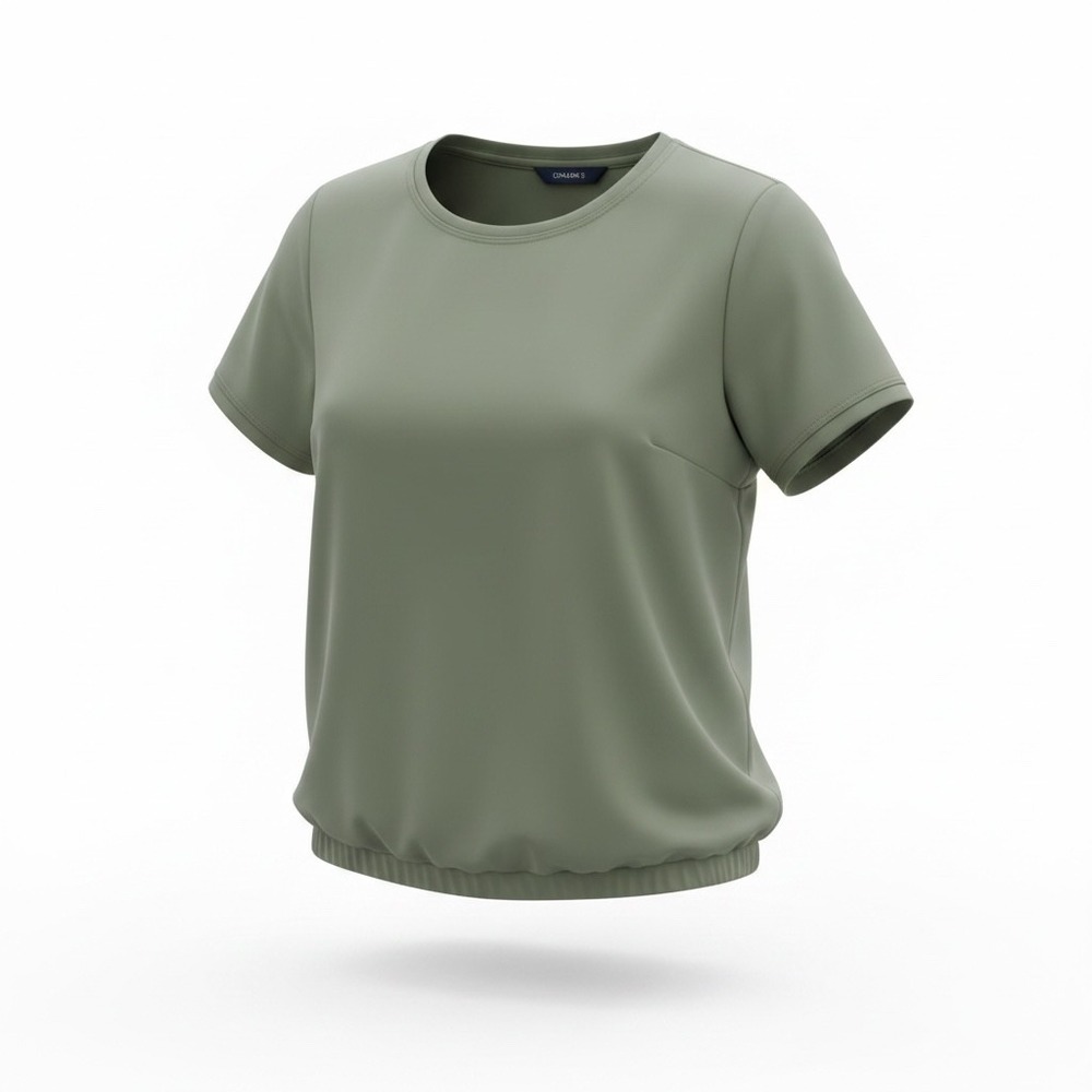 Laura Scott Woman Sage Green Silky Short Sleeve Blouse Plus Size 24W Elastic Hem